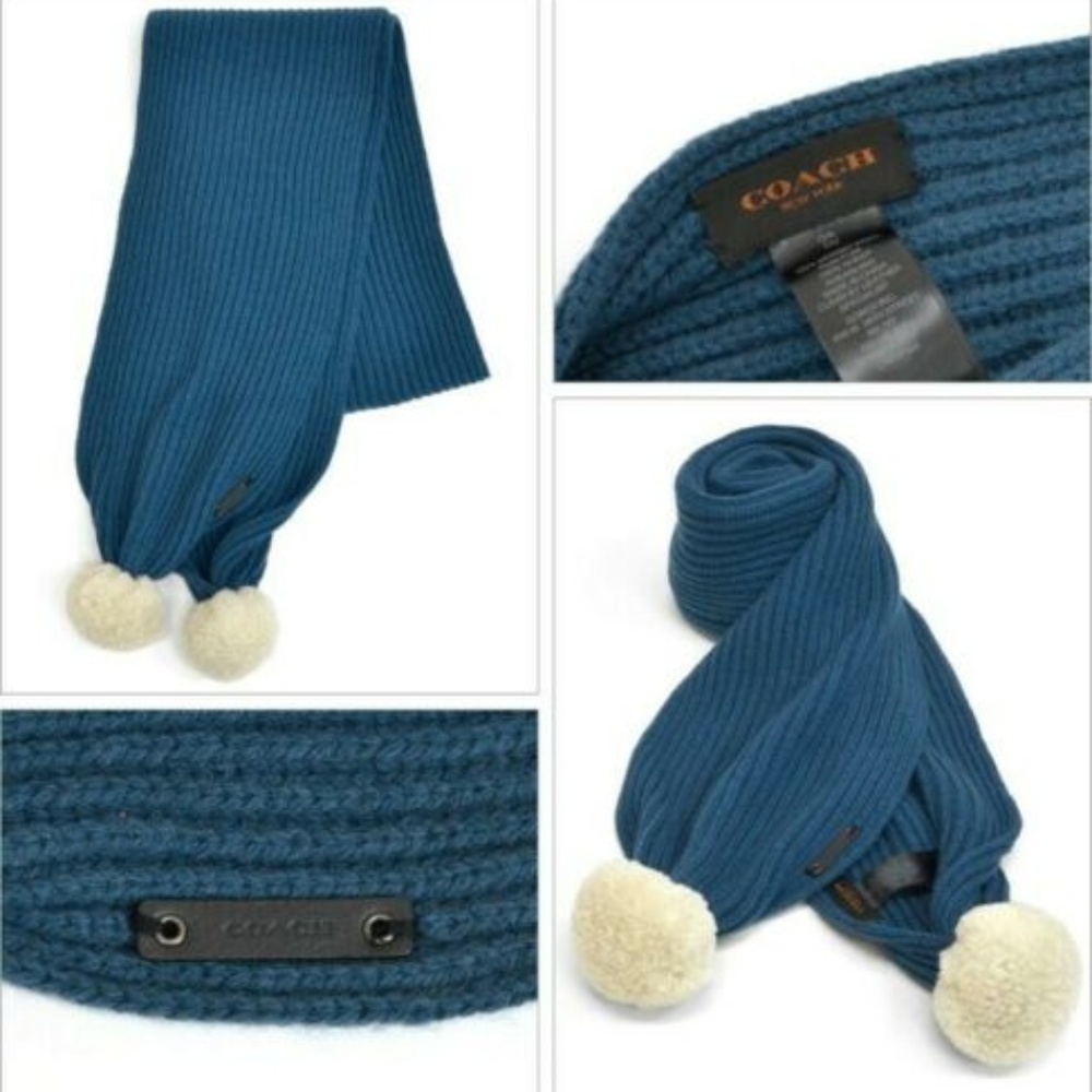 Coach Merino Wool Scarf, Shearling Poms, U…